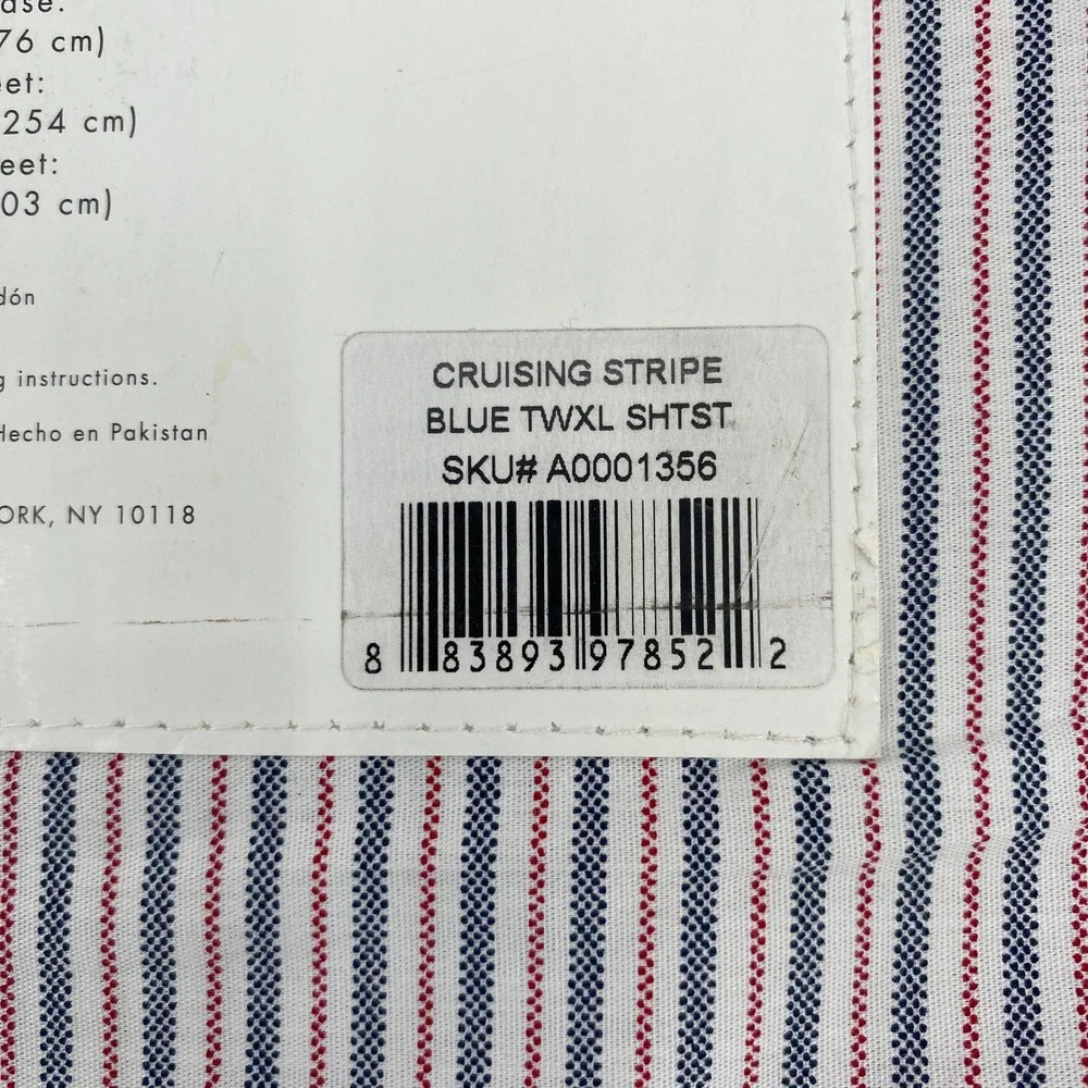Tommy Hilfiger Sheet Set Twin XL Blue Cruising Stripe 100% Cotton Percale 3pc